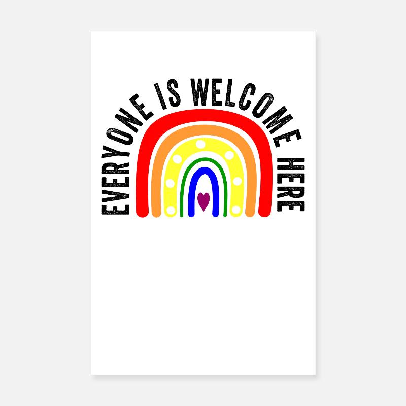 UNITY DAY Everyone is Welcome Here Boho Rainbow Poster 8" x 12" (20x30 cm)