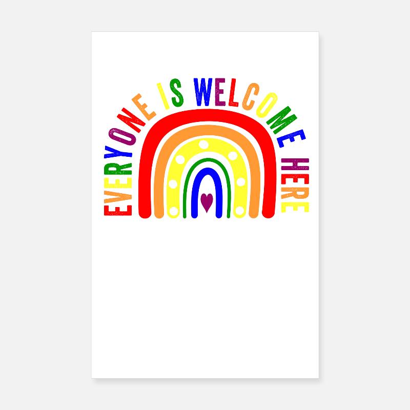 UNITY DAY Everyone is Welcome Here Boho Rainbow Poster 8" x 12" (20x30 cm)