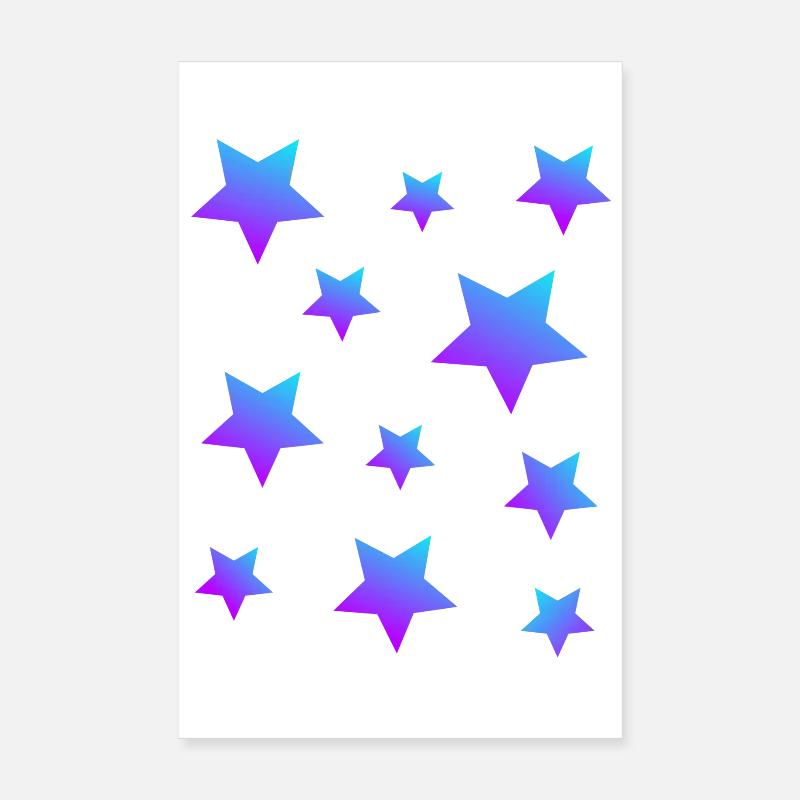 Star Star Pack Bleu-Violet - Poster 20 x 30 cm - blanc