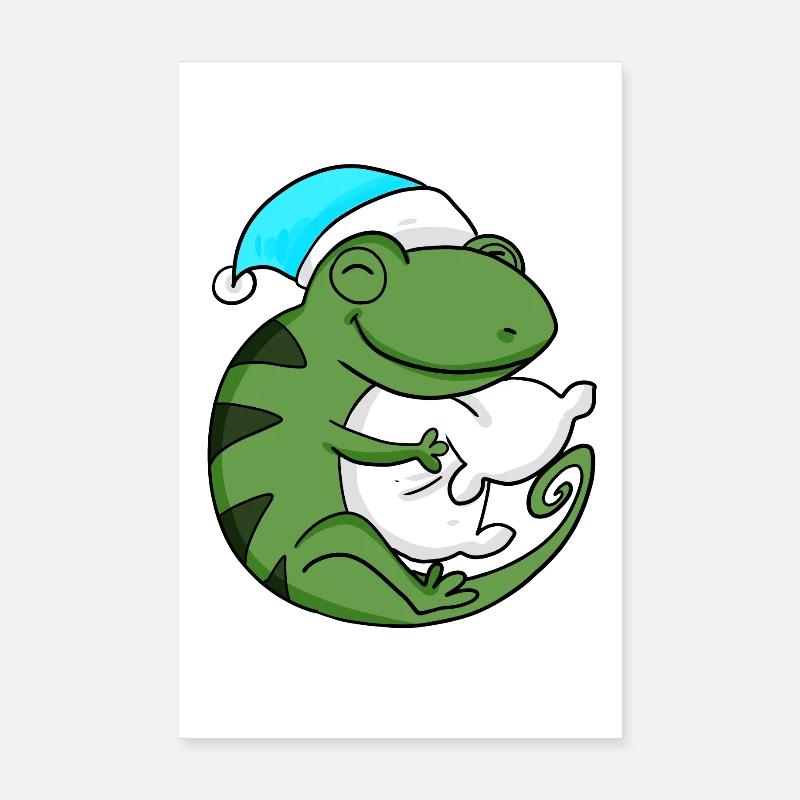 Cameeleon with pillow and sleeping cap Poster 8" x 12" (20x30 cm)