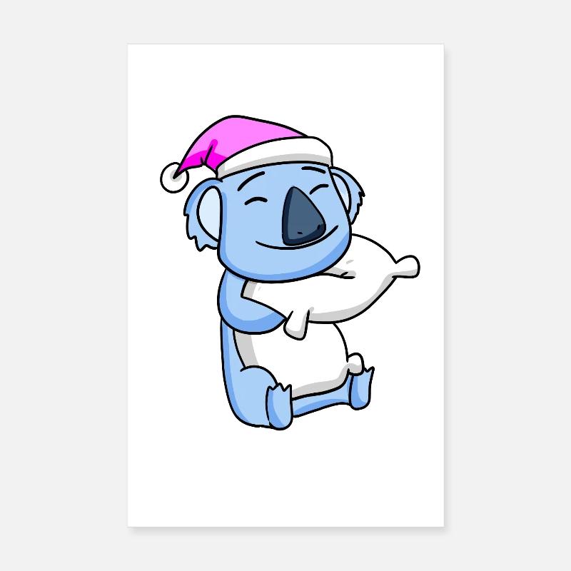 Koala with pillow and sleeping cap Poster 8" x 12" (20x30 cm)