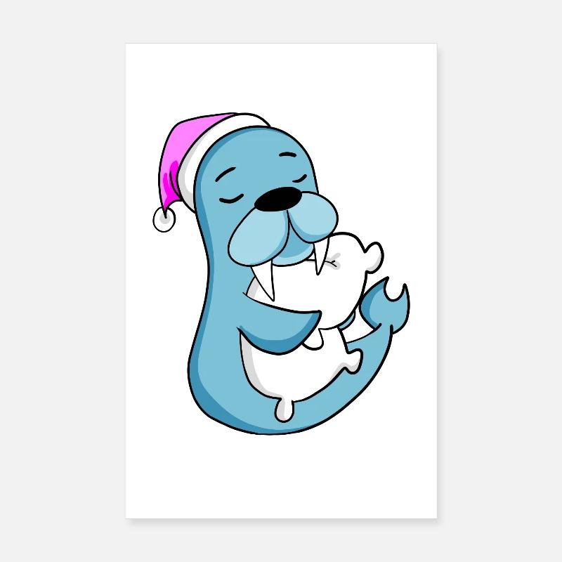 Lion de mer avec oreiller et bonnet de couchage Poster 20 x 30 cm