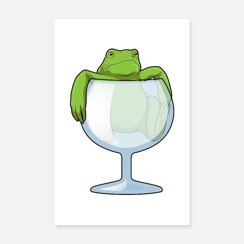 Frosch Weinglas Poster 20x30 cm