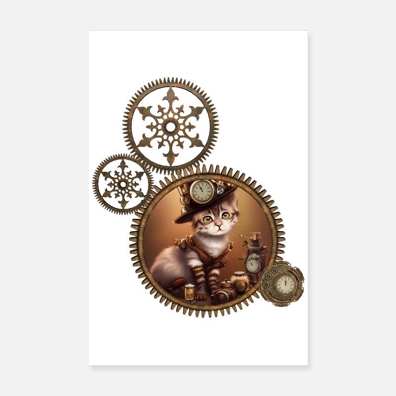Petit chaton steampunk Poster 20 x 30 cm