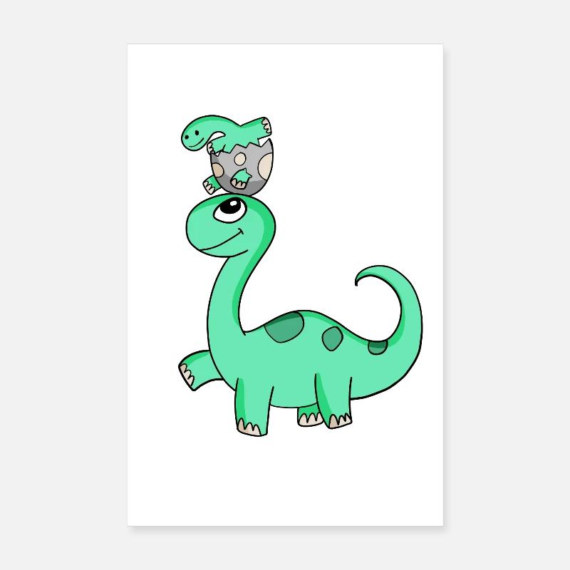 Dinosaurs with Baby Dinosaurs Poster 8" x 12" (20x30 cm)