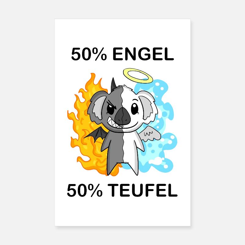 Koala - Engel und Teufel - Poster 20x30 cm - Weiß