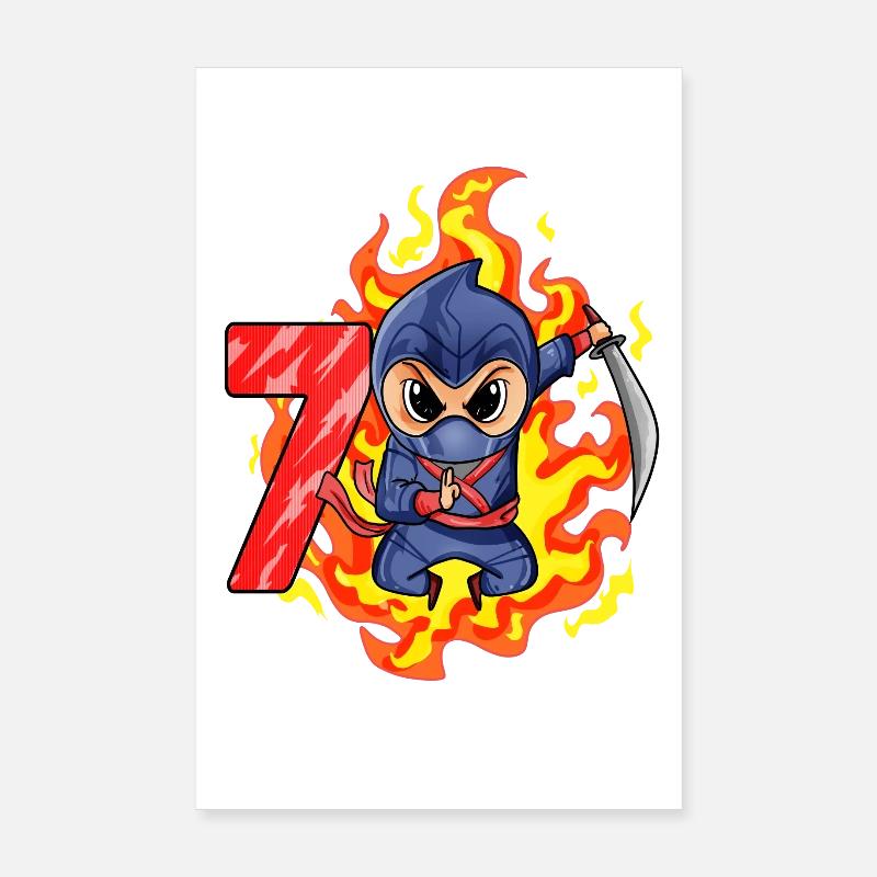 7ème anniversaire Garçon de 7 ans Ninja Poster 20 x 30 cm