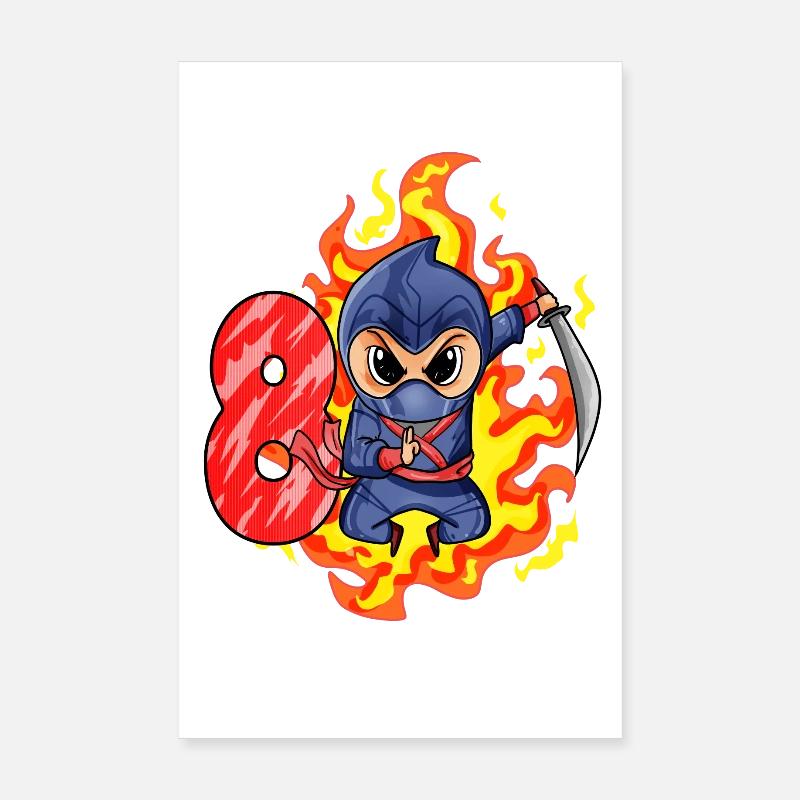 8ème anniversaire Garçon de 8 ans Ninja Poster 20 x 30 cm