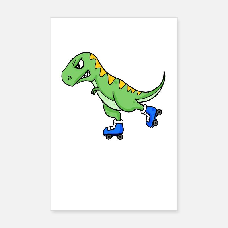 Dinosaur Skating Poster 8" x 12" (20x30 cm)
