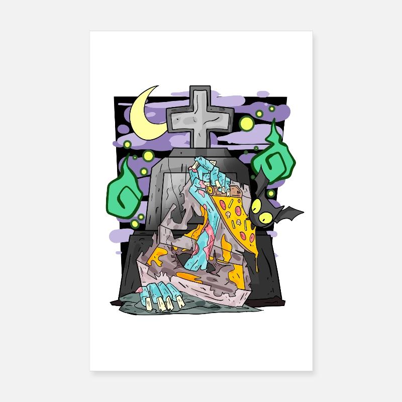 Zombie Tombstone Pizza Funny Poster 8" x 12" (20x30 cm)
