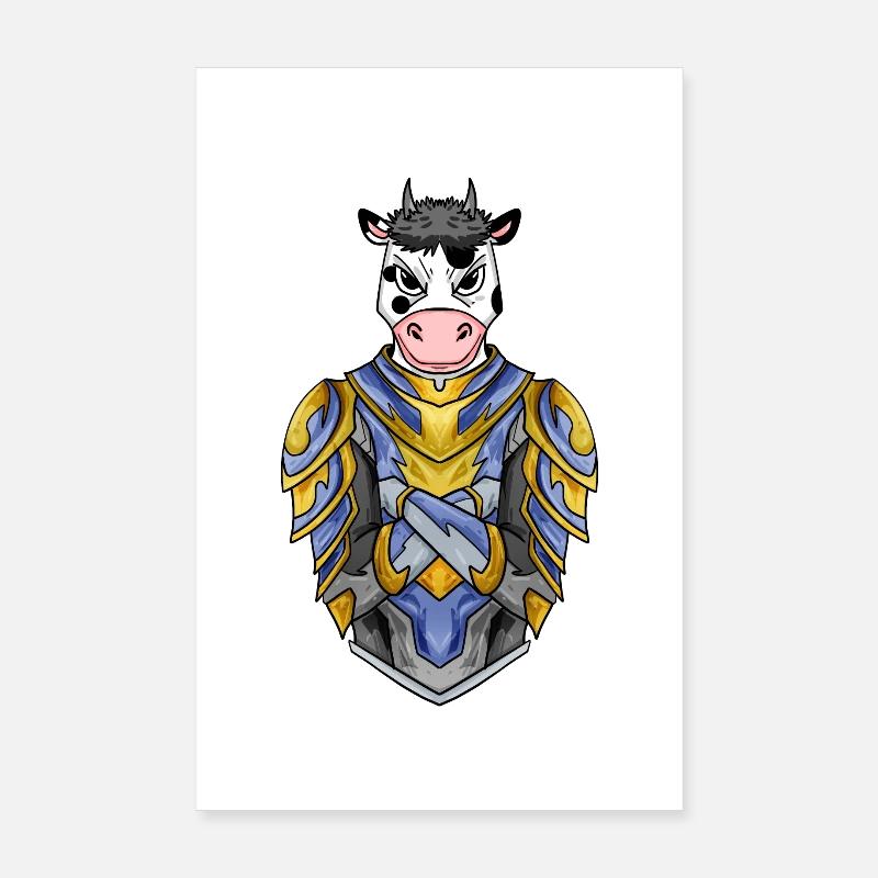 Chevalier Cow Crusader Poster 20 x 30 cm