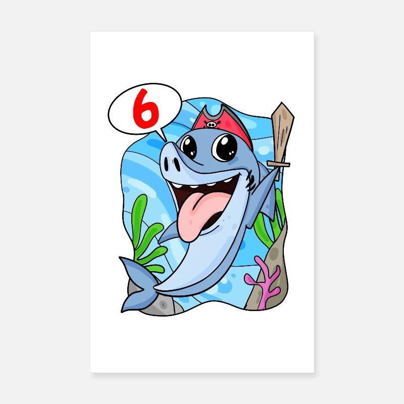 Requin Poisson Requin Pirate 6 ans Garçon Poster 20 x 30 cm