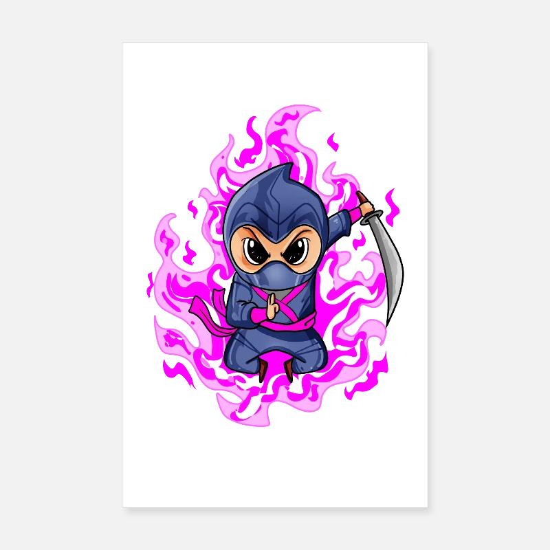 Ninja Mädchen in Rosa Poster 20x30 cm