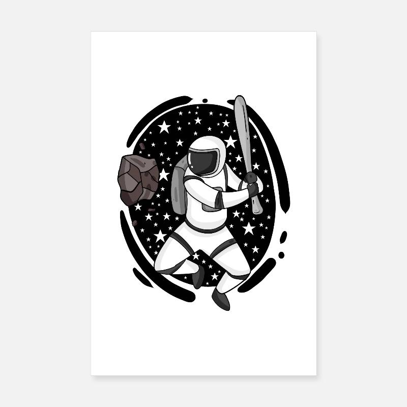 Astronaute avec batte de baseball dans l’espace Poster 20 x 30 cm