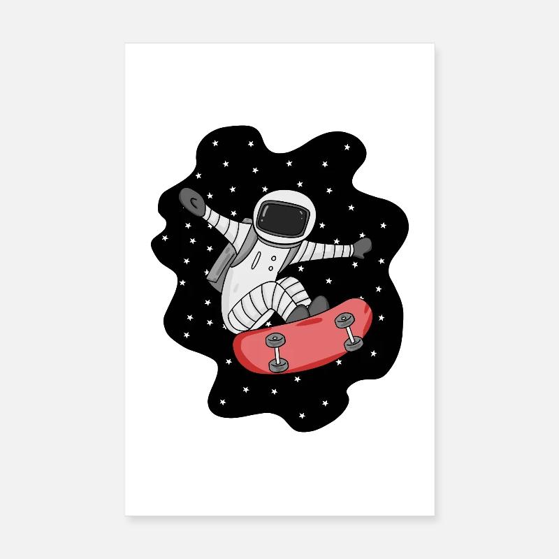 Astronaut with skateboard in space Poster 8" x 12" (20x30 cm)