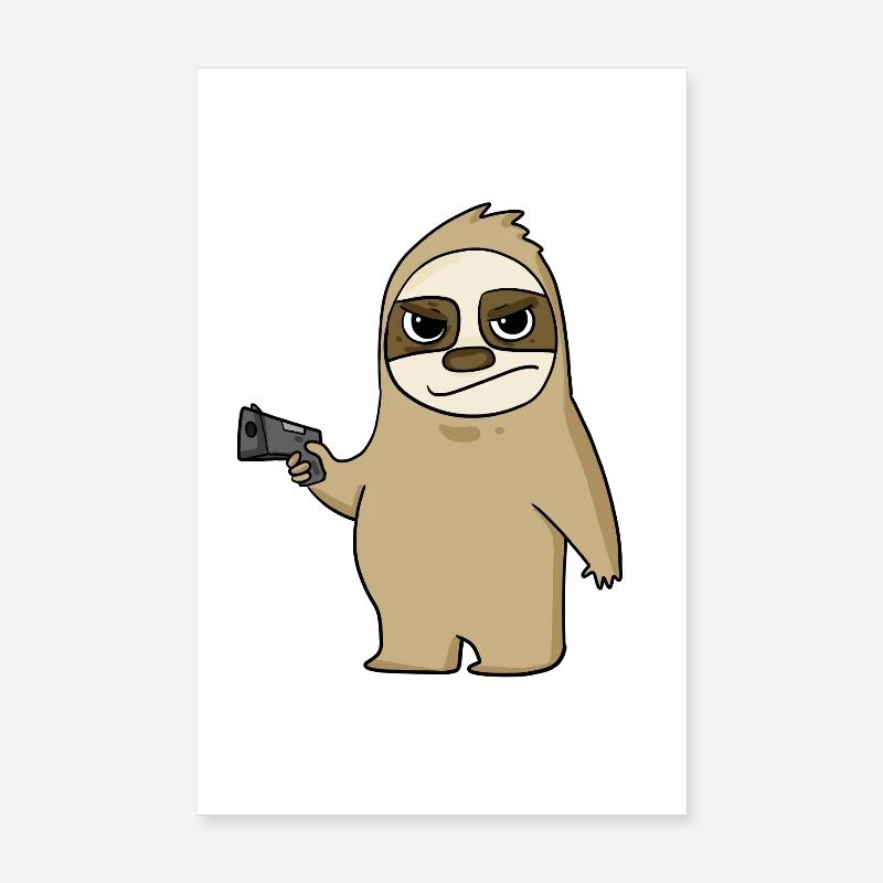 Sloth with pistol Poster 8" x 12" (20x30 cm)