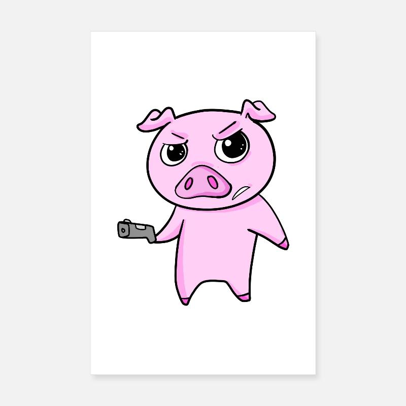 Pig with pistol Poster 8" x 12" (20x30 cm)