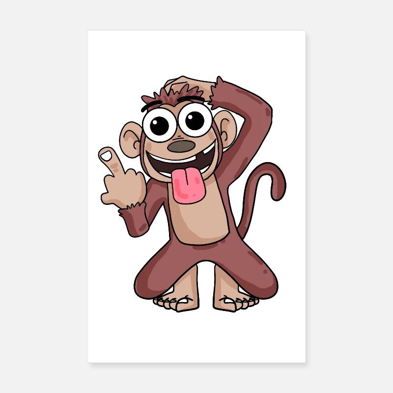 Singe pointant le majeur Poster 20 x 30 cm