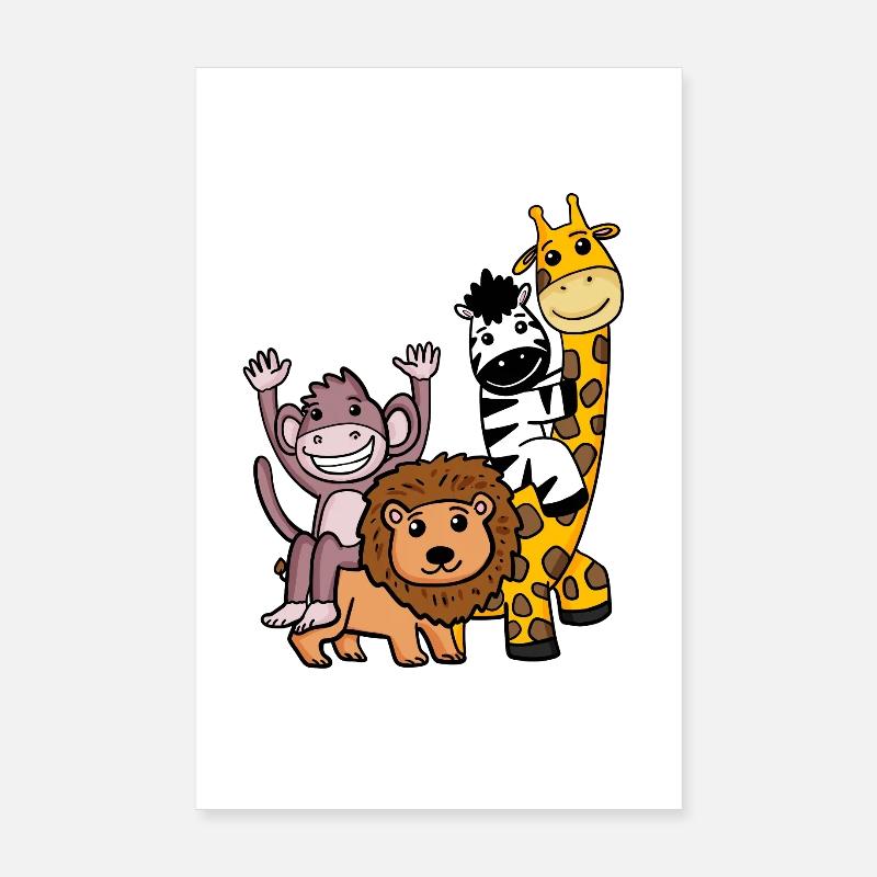 Animaux mignons - Poster 20 x 30 cm - blanc