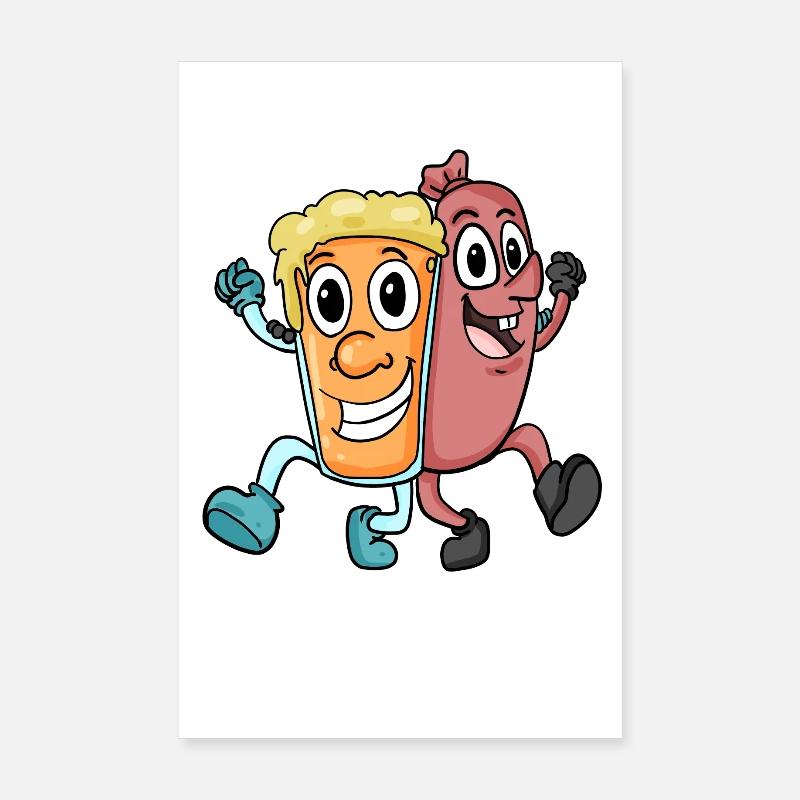 Bier und Wurst Grillen Grillwurst Poster 20x30 cm