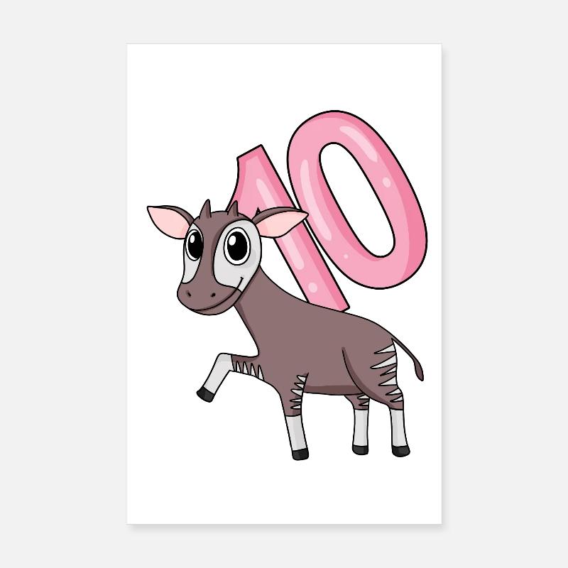 Mädchen 10 Jahre alt Okapi 10. Geburtstag Geschenk Poster 20x30 cm