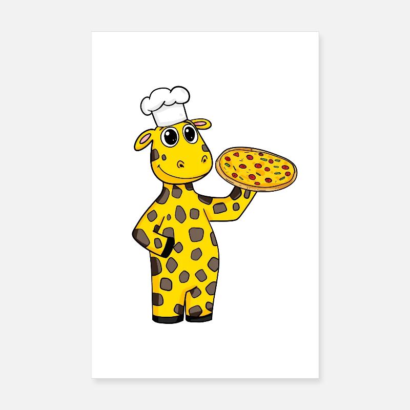 Pizza Maker Pizza Chef Giraffe Italian Poster 8" x 12" (20x30 cm)
