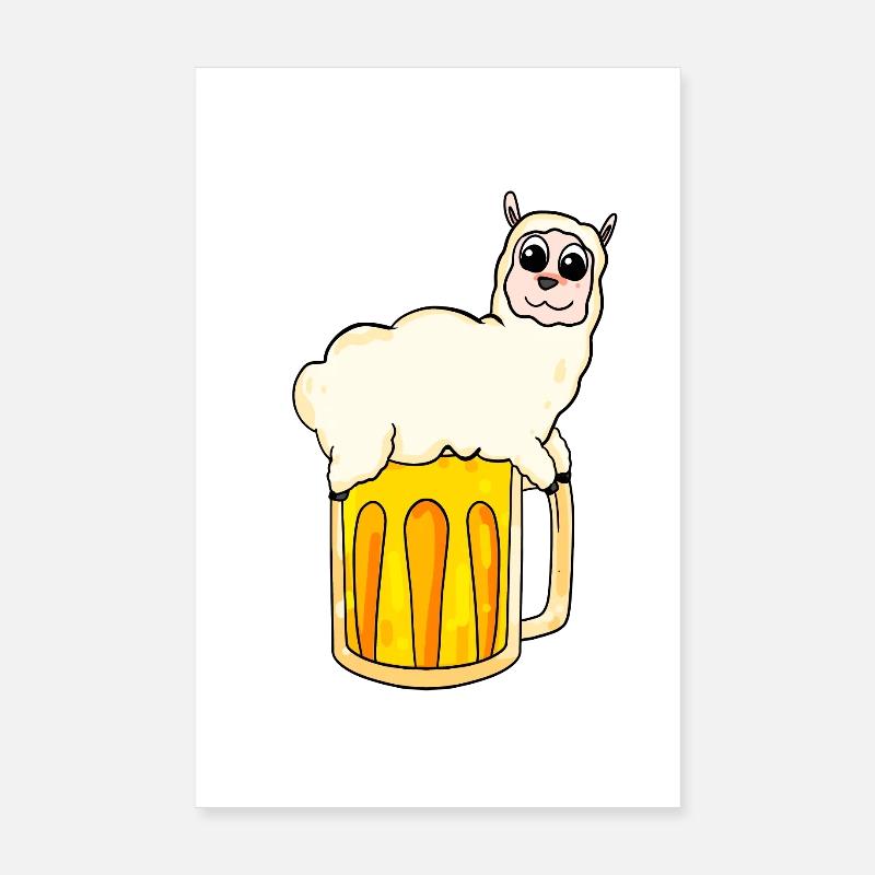 Bier lustig Alpaka Tier Poster 20x30 cm