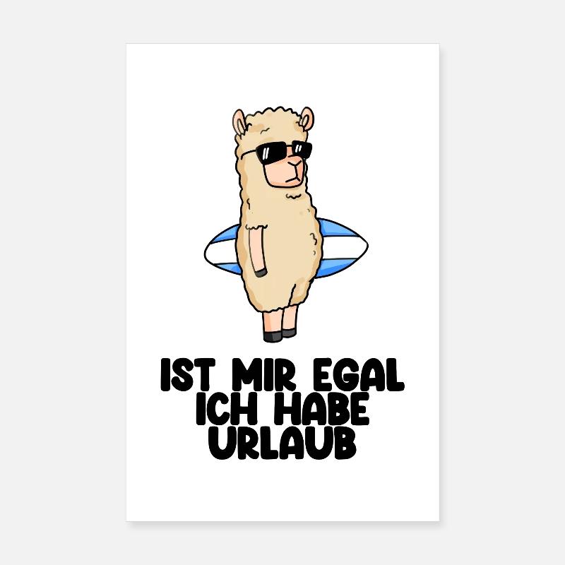 Urlaub Alpaka - Poster 20x30 cm - Weiß