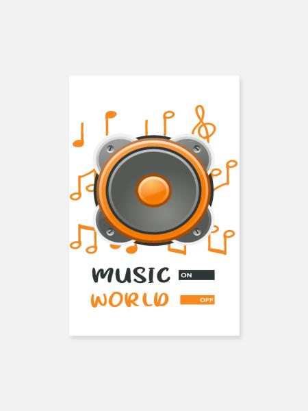 Musikbox An Welt Aus - Poster 20x30 cm - Weiß - Vorne