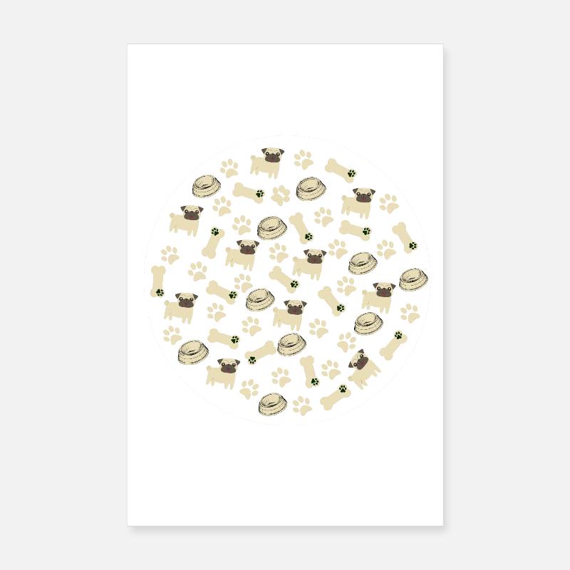 Pug Pattern - Pug Lovers Apparel Poster 8" x 12" (20x30 cm)