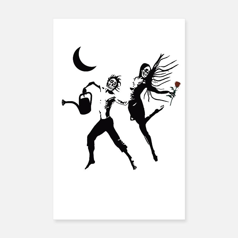 Skelette Tanzen mit Liebe - Poster 20x30 cm - Weiß