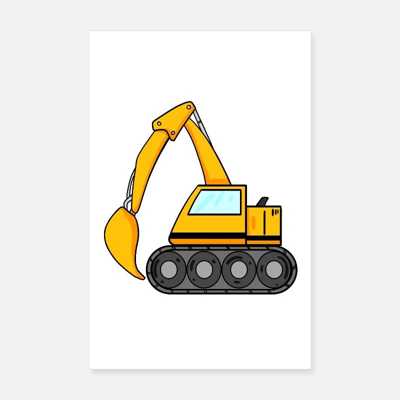 Pelle à godets excavatrice machine de construction de pelle Poster 20 x 30 cm