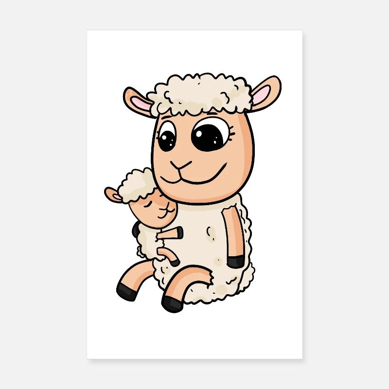 Sheep with baby Sheep Poster 8" x 12" (20x30 cm)