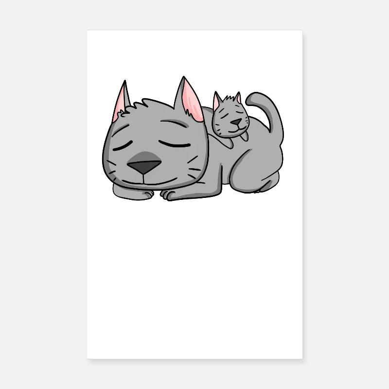 Katze mit Baby Katze Poster 20x30 cm