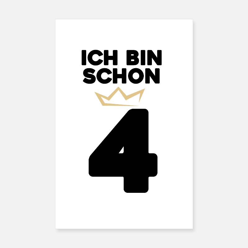 4 Geburtstag - 4 Jahre mit Krone Poster 20x30 cm