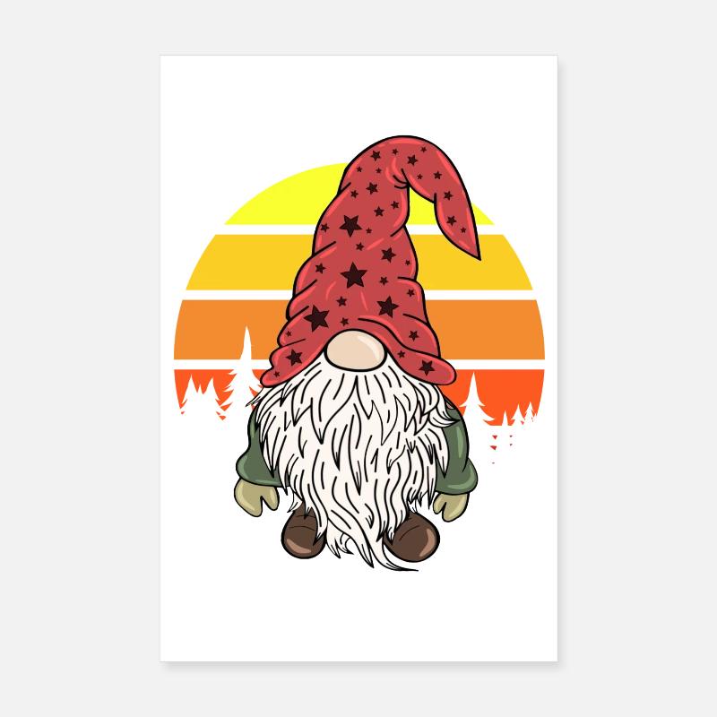 Christmas Dwarf Gnome Vintage Poster 8" x 12" (20x30 cm)