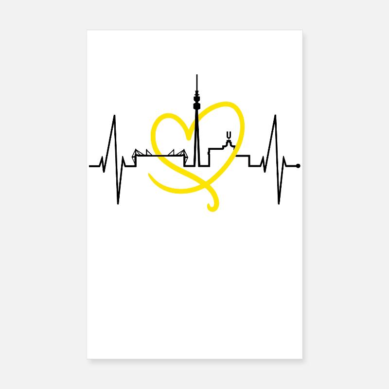 Dortmund Skyline Herzschlag Stadion Fan Dortmunder Poster 20x30 cm