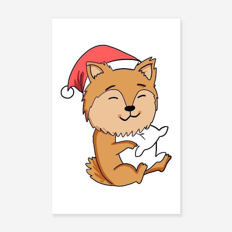 Spitz Miniature Chien Noël Sommeil Fatigué Poster 20 x 30 cm