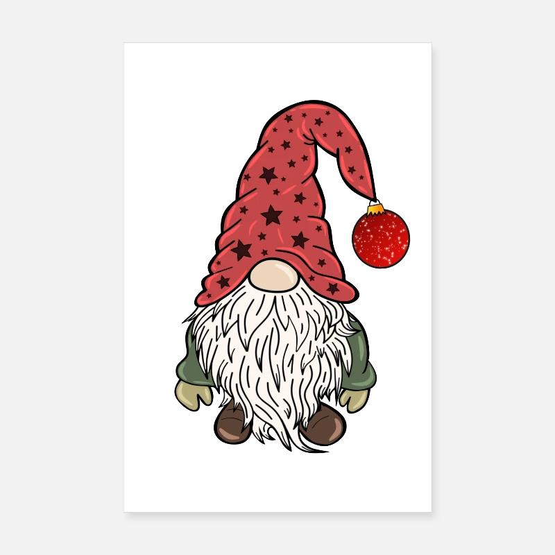 Elfes de Noël Gnom de Noël - Poster 20 x 30 cm - blanc