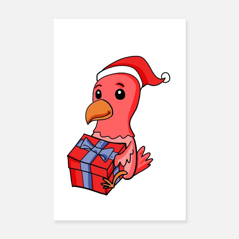Poulet de Noël Bébé avec cadeau Poster 20 x 30 cm