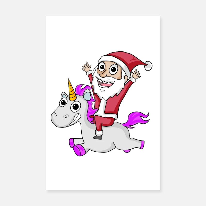 Weihnachtsmann Einhorn Motiv Weihnachten Poster 20x30 cm