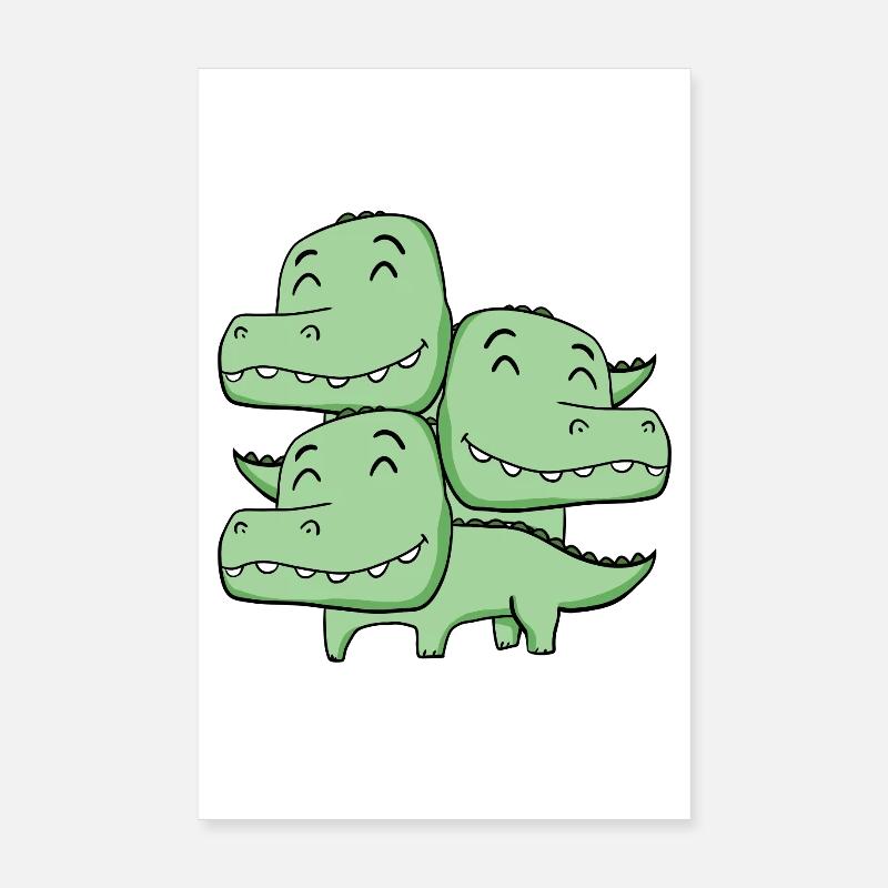 Crocodiles mignons - Crocodile - Poster 20 x 30 cm - blanc