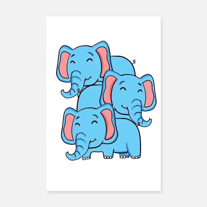 Cute Elephants - Elephant Poster 8" x 12" (20x30 cm)
