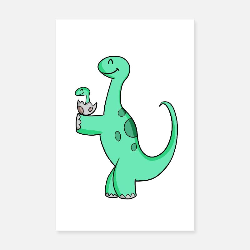 Dinosaure avec bébé dinosaure Poster 20 x 30 cm