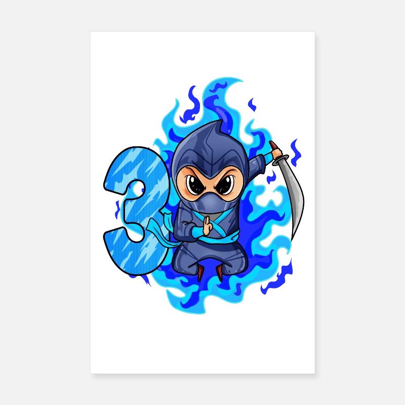 3. Geburtstag Junge 3 Jahre alt Ninja Poster 20x30 cm