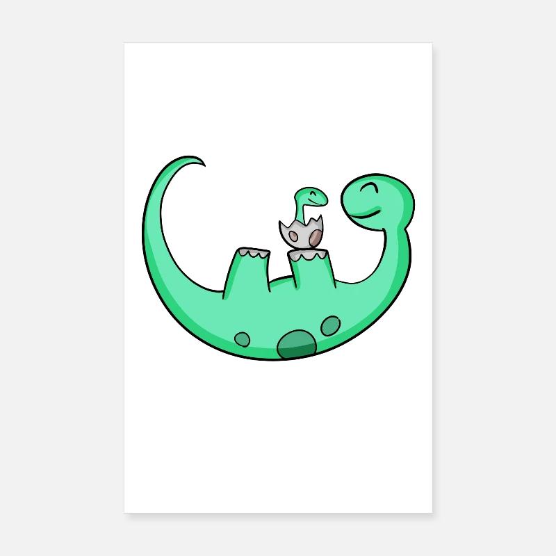 Dinosaure avec bébé dinosaure Poster 20 x 30 cm