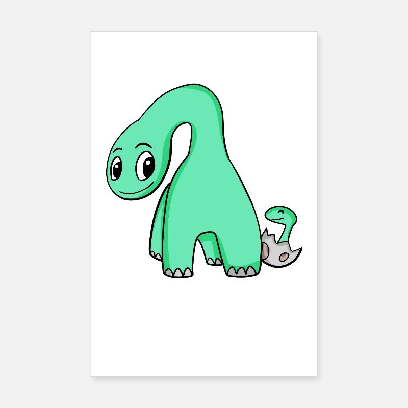 Dinosaure avec bébé dinosaure Poster 20 x 30 cm