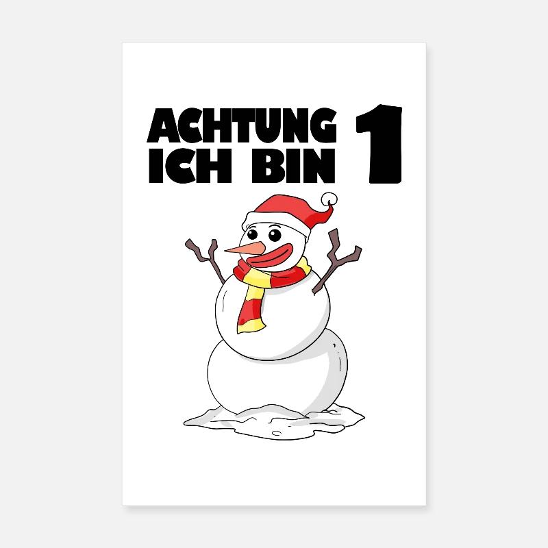 1.Geburtstag 1 Jahre alt Schneemann Geschenk Poster 20x30 cm