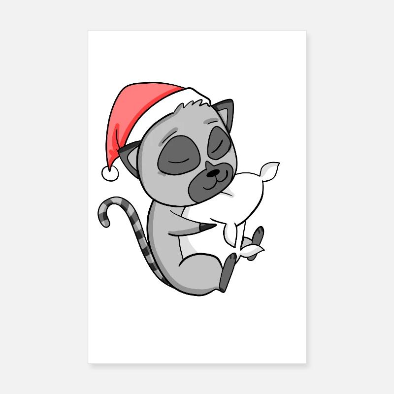 Lemur Christmas Poster 8" x 12" (20x30 cm)