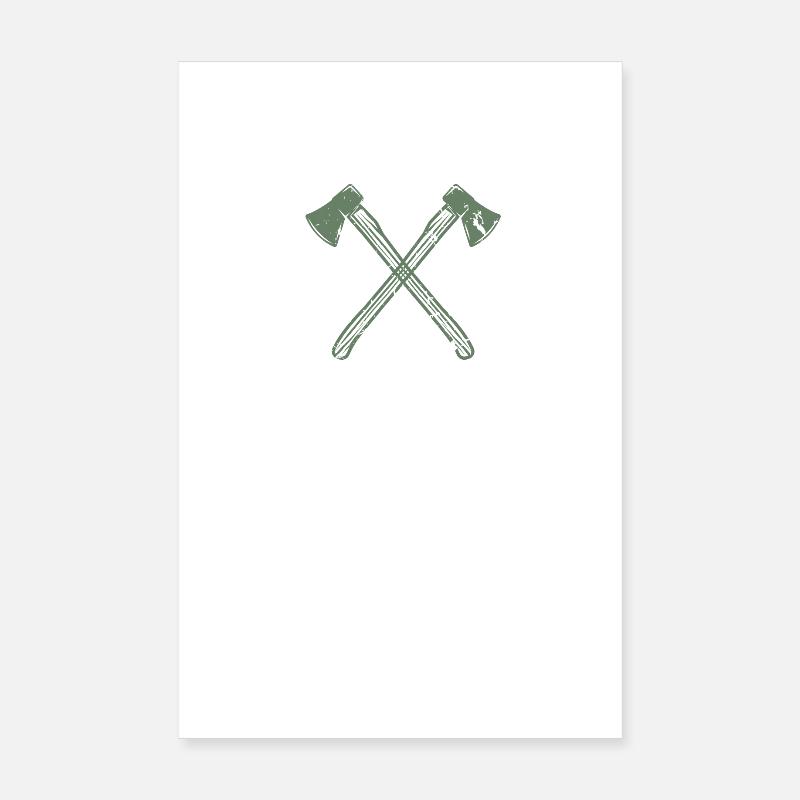 Axt gekreuzte Äxte - Poster 20x30 cm - Weiß